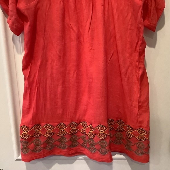 Signature by Robbie Bee Pink Shift Dress Size Large Embroidered and Lined - Picture 3 of 13